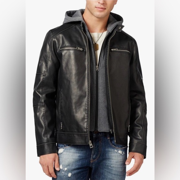 Guess Other - Men’s Guess Dylan Hooded Motorcycle Jacket-Large